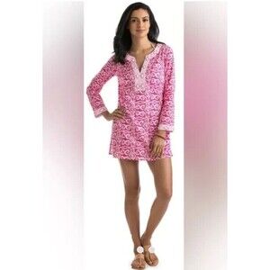 VINEYARD VINES Women's Salt Island 3/4 Sleeve Tunic Dress, Size S, Pink/White
